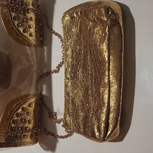 PVC Transparent Crossbody or Wristlet Bag, Gold, 2 Piece - Picture 5 of 16
